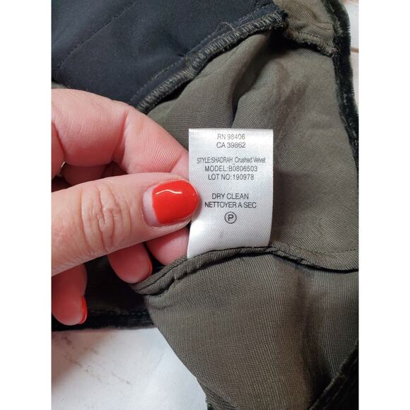 Theory Womens Top Medium Peplum VELVET Party Holidays Dark Green Draped Front - Picture 6 of 11